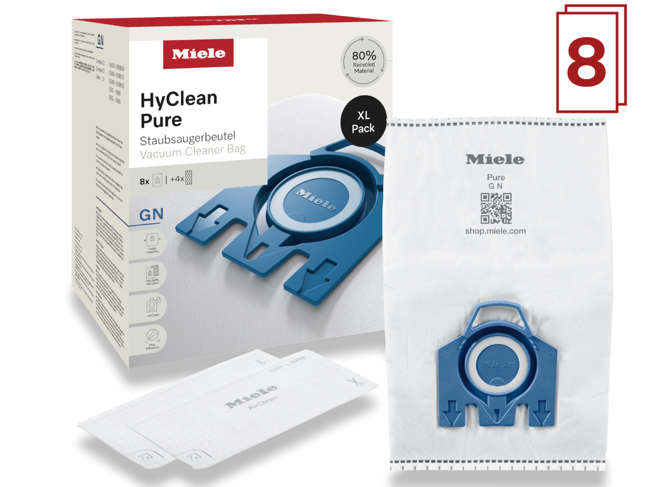 Saci de aspirator Miele GN XL HyClean Pure, pachet cu 8 bucăți [2]