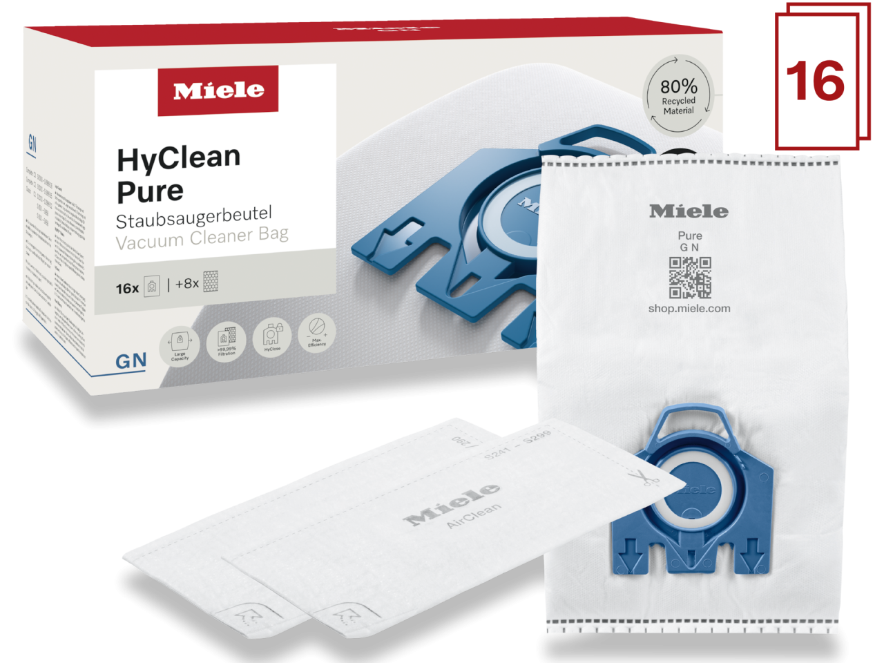 Saci de aspirator Miele GN XXL HyClean Pure, pachet cu 16 bucăți [2]