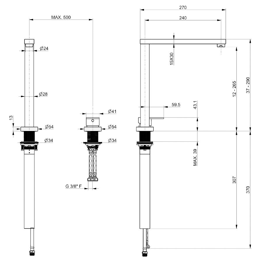 Set chiuveta bucatarie inox CookingAid TASCA PHANTOM BACK PT74 INVISIBLE cu baterie telescopica Tasca Nando si tocator lemn Iroko [32]