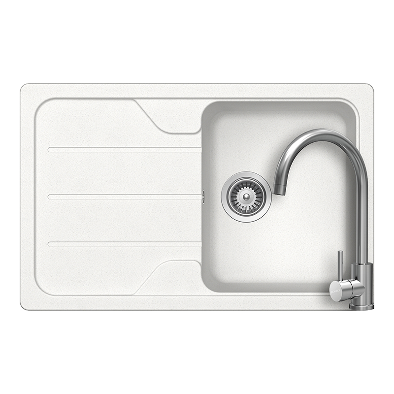 Set chiuveta bucatarie Schock Formhaus D-100S 780 x 500 mm Cristalite Alpina, alb si baterie bucatarie Schock Prima Inox Periat [1]