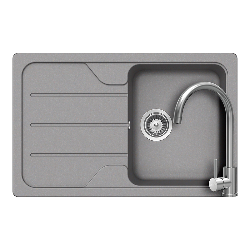 Set chiuveta bucatarie Schock Formhaus D-100S 780 x 500 mm Cristalite Croma, gri si baterie bucatarie Schock Prima Inox Periat [1]