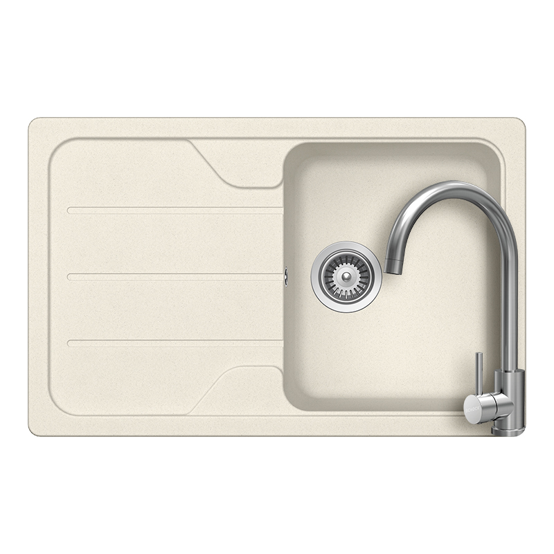 Set chiuveta bucatarie Schock Formhaus D-100S 780 x 500 mm Cristalite Vanilla, bej deschis si baterie bucatarie Schock Prima Inox Periat [1]