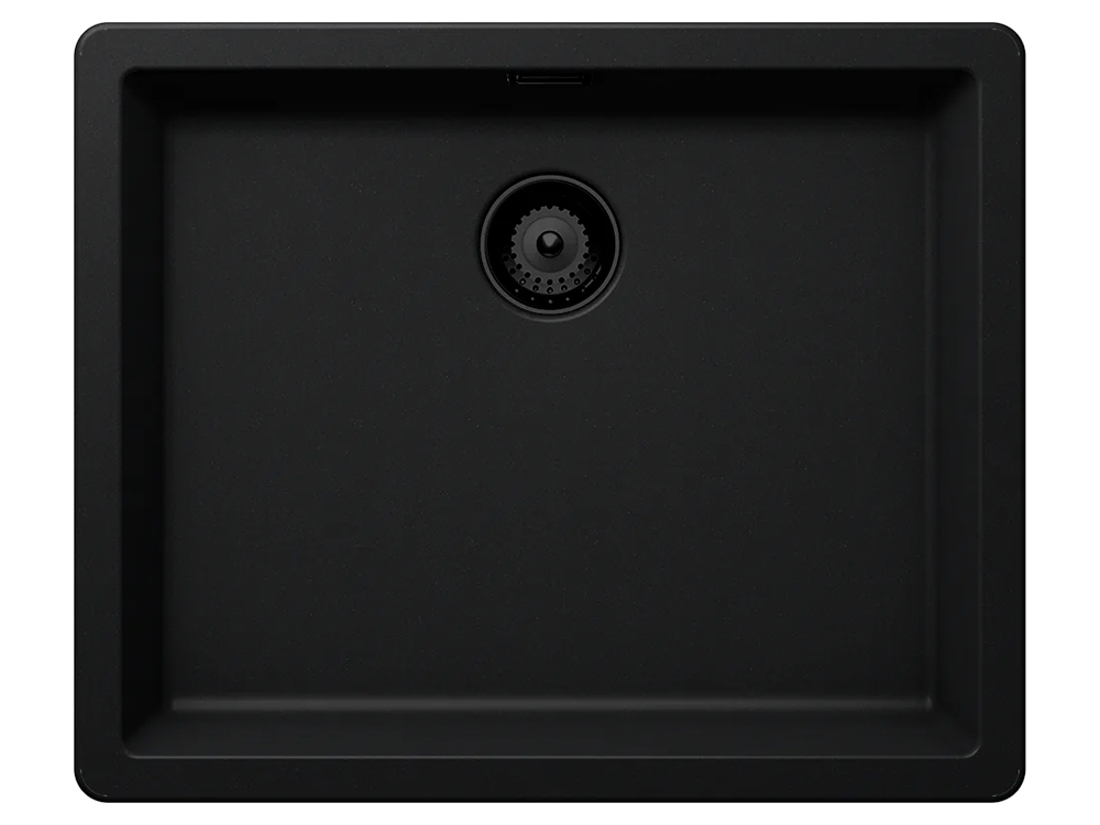 Set chiuveta bucatarie Schock Greenwich N-100L 556 x 456 mm Cristadur Puro, negru intens cu parti vizibile si baterie bucatarie Schock Kavus cu cap extractibil Puro [2]