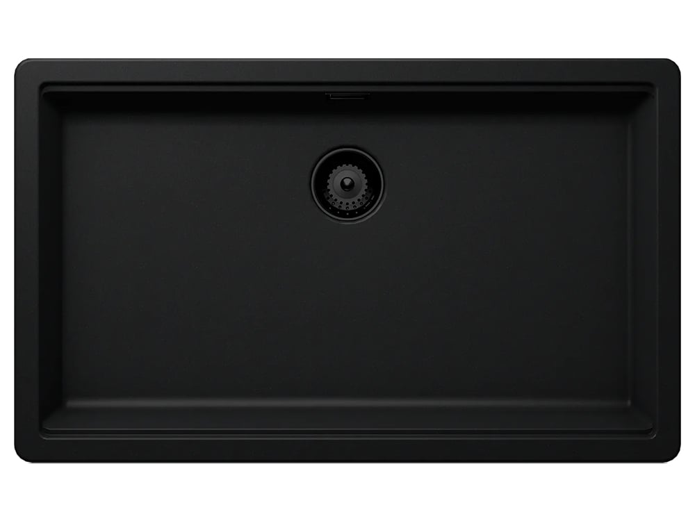 Set chiuveta bucatarie Schock Greenwich N-100XL 750 x 456 mm Cristadur Puro, negru intens cu parti vizibile si baterie bucatarie Schock Kavus cu cap extractibil Puro [2]