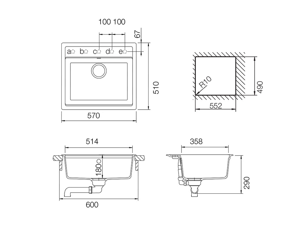 Set chiuveta bucatarie Schock Mono N-100 570 x 510 mm Cristadur Puro, negru intens cu parti vizibile si baterie bucatarie Schock Kavus cu cap extractibil Puro [6]