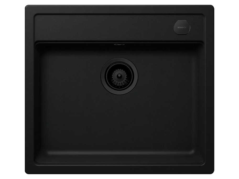 Set chiuveta bucatarie Schock Mono N-100 570 x 510 mm Cristadur Puro, negru intens cu parti vizibile si baterie bucatarie Schock Kavus cu cap extractibil Puro [2]