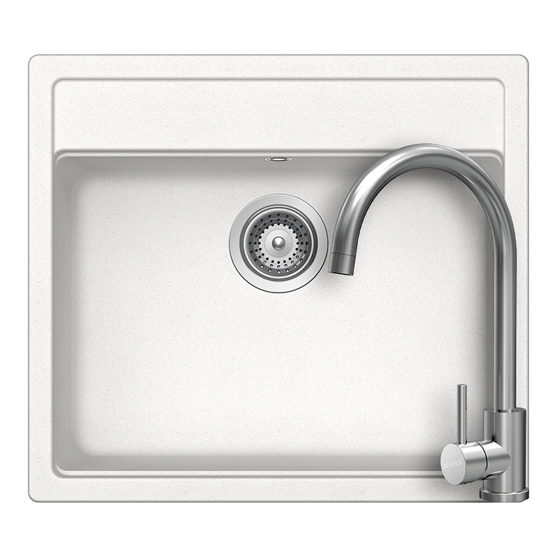 Set chiuveta bucatarie Schock Nemo N-100 570 x 510 mm Cristalite Alpina, alb si baterie bucatarie Schock Prima Inox Periat [1]