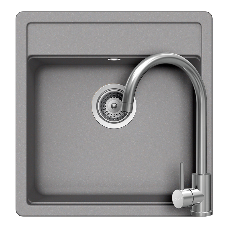 Set chiuveta bucatarie Schock Nemo N-100S 490 x 510 mm Cristalite Croma, gri si baterie bucatarie Schock Prima Inox Periat [1]