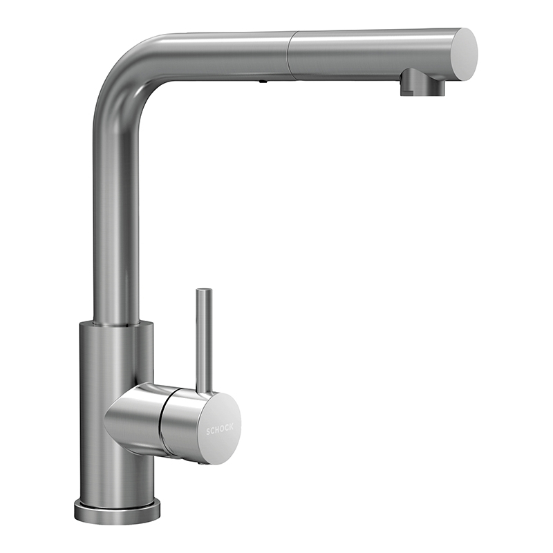 Set chiuveta bucatarie Schock Pinedo D-100XS 620 x 500 mm Cristalite Croma, gri si baterie bucatarie Schock Kantus cu cap extractibil, Inox Periat [3]