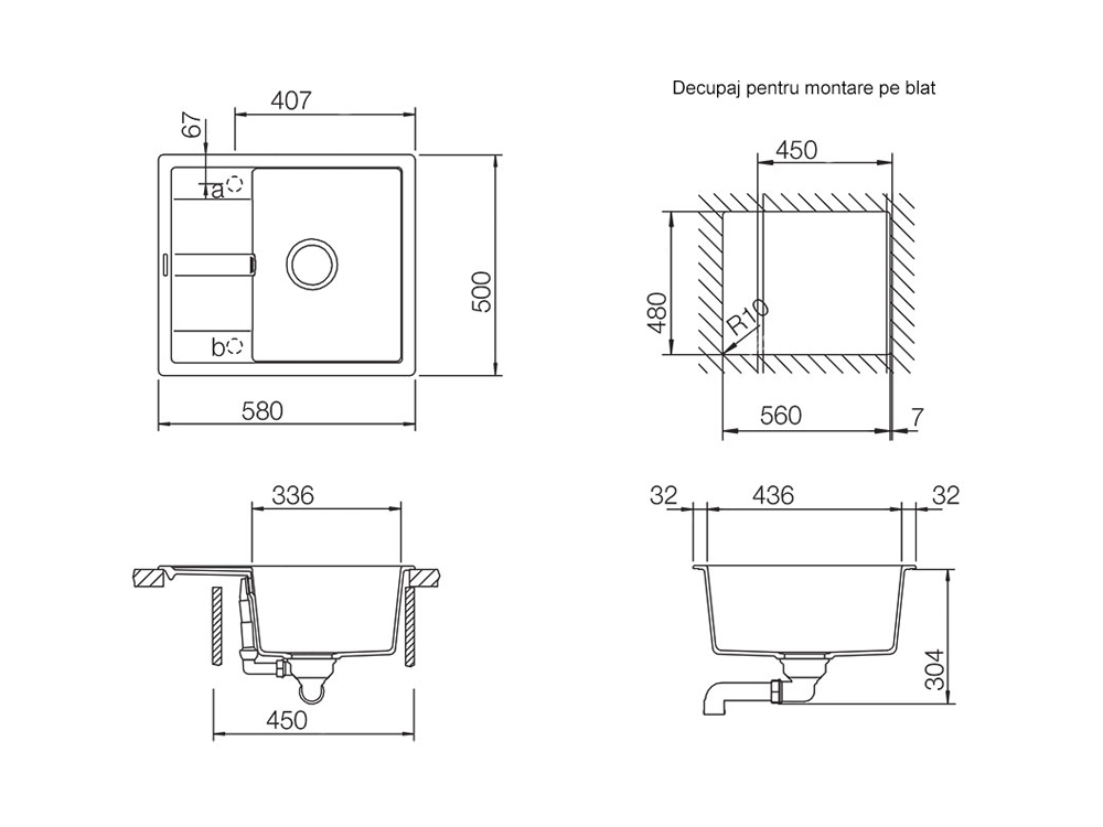 Set chiuveta bucatarie Schock Ronda D-100 580 x 500 mm Cristalite Nero cu parti vizibile negru si baterie bucatarie Schock Prima negru [7]
