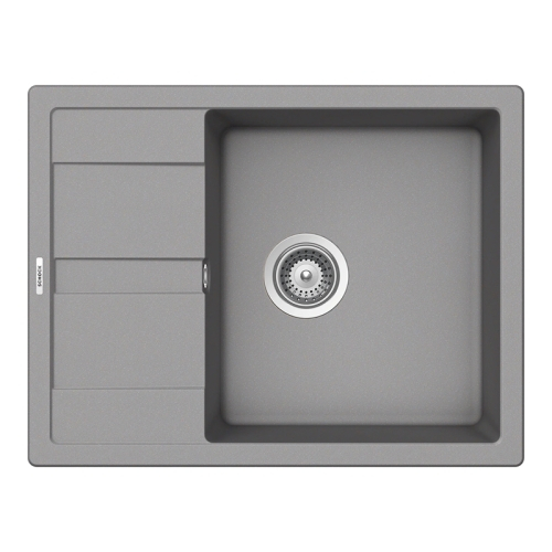 Set chiuveta bucatarie Schock Ronda D-100L 650 x 500 mm Cristalite Croma, gri si baterie bucatarie Schock Kantus cu cap extractibil, Inox Periat [2]