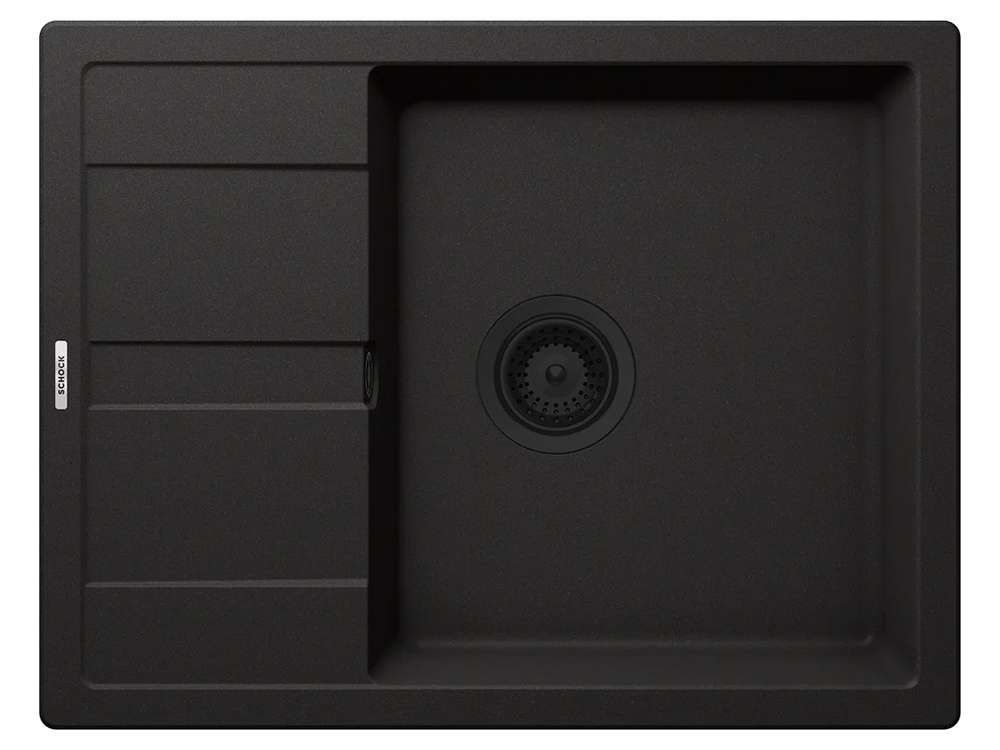 Set chiuveta bucatarie Schock Ronda D-100L 650 x 500 mm Cristalite Nero cu parti vizibile negru si baterie bucatarie Schock Kantus cu cap extractibil, negru [2]