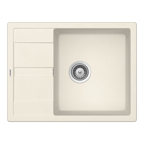 Set chiuveta bucatarie Schock Ronda D-100L 650 x 500 mm Cristalite Vanilla, bej deschis si baterie bucatarie Schock Kantus cu cap extractibil, Inox Periat [1]