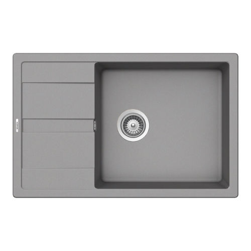 Set chiuveta bucatarie Schock Ronda D-100XL 780 x 500 mm Cristalite Croma, gri si baterie bucatarie Schock Kantus cu cap extractibil, Inox Periat [2]