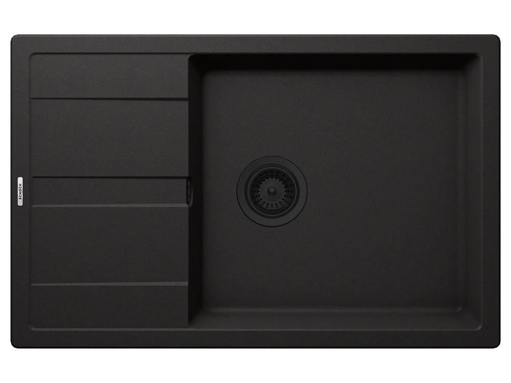 Set chiuveta bucatarie Schock Ronda D-100XL 780 x 500 mm Cristalite Nero cu parti vizibile negru si baterie bucatarie Schock Kantus cu cap extractibil, negru [2]