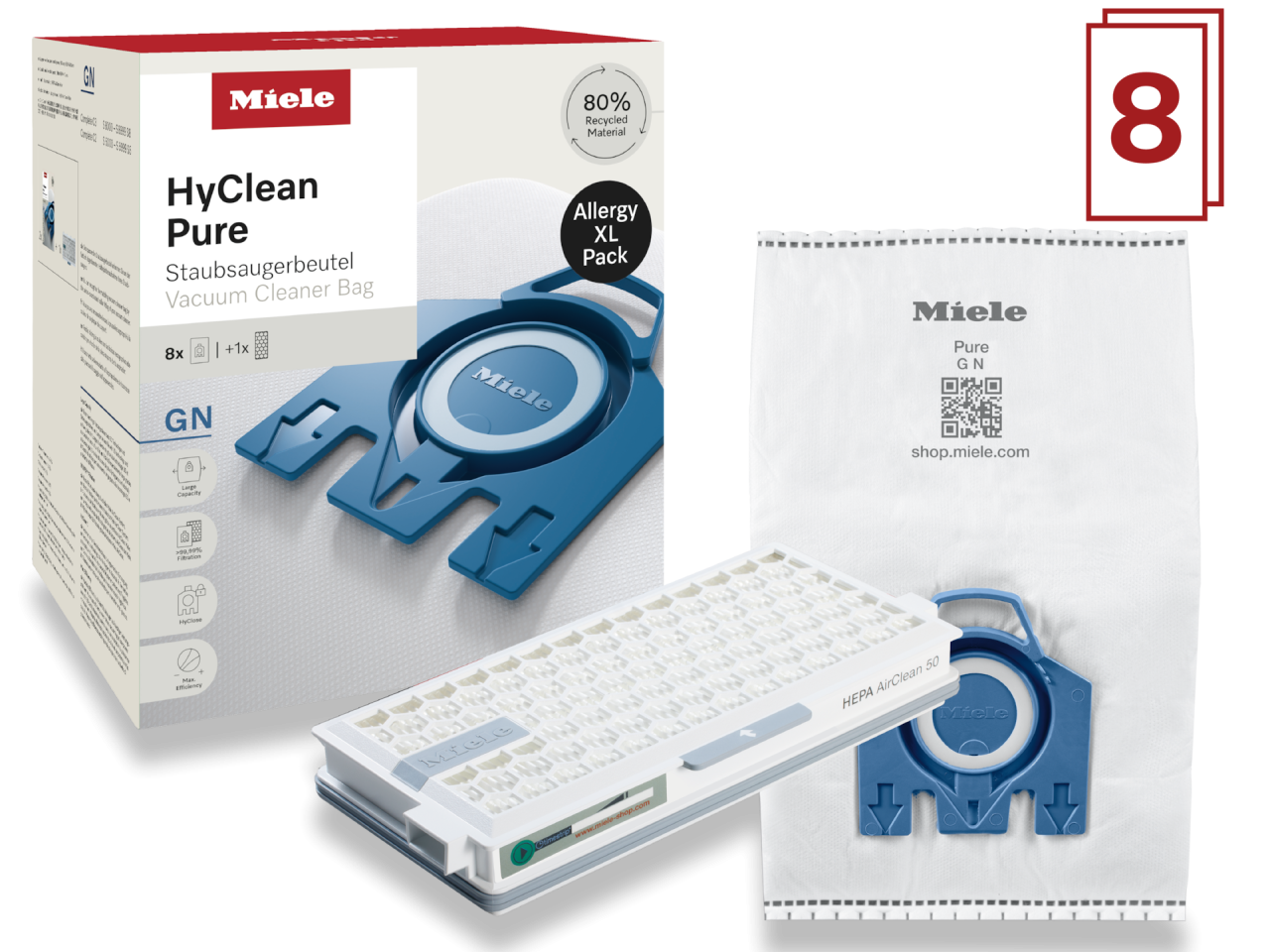 Set Miele GN Allergy XL HyClean Pure, 8 saci de aspirator și filtru HEPA [2]