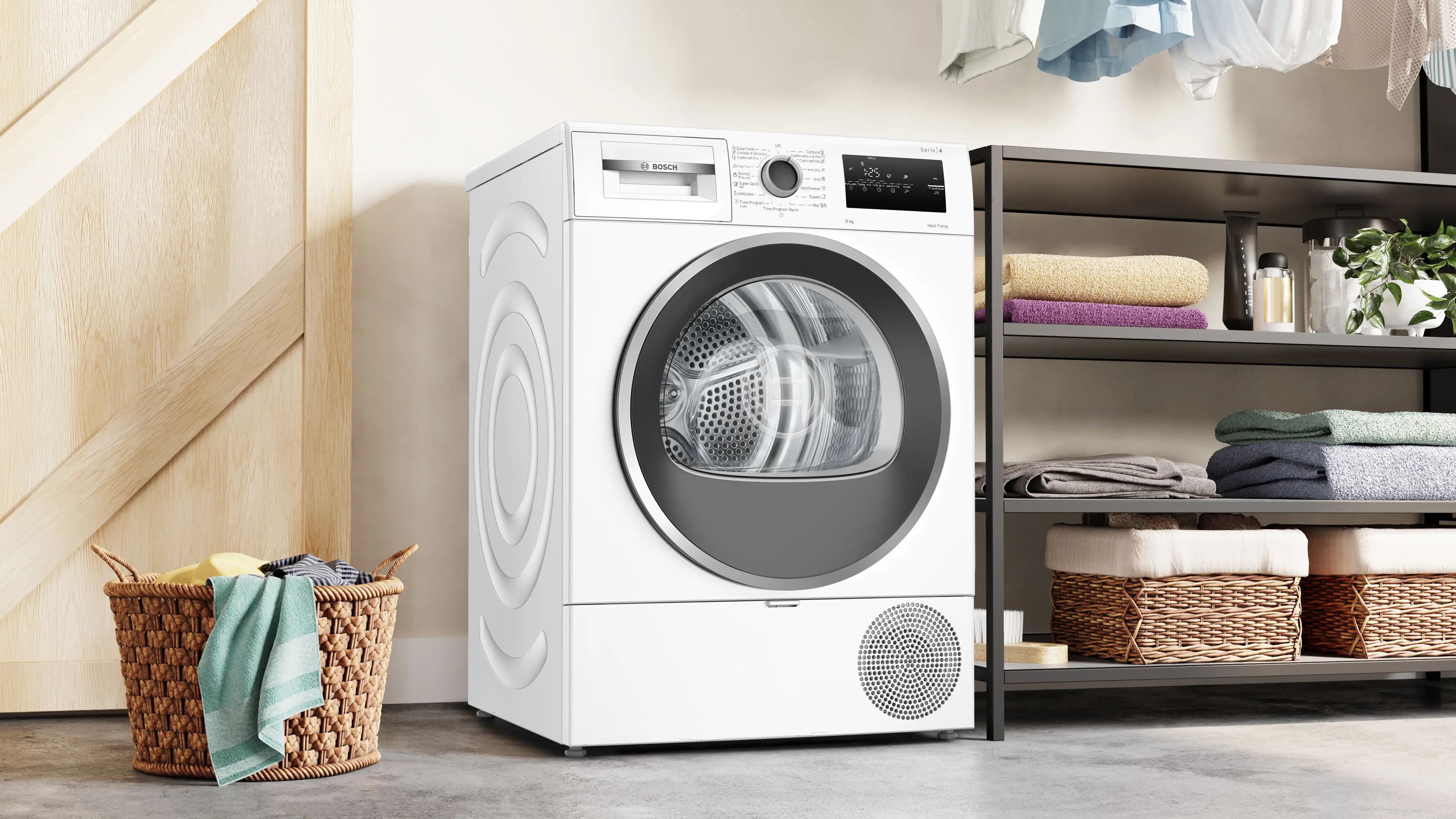 Uscător de rufe Bosch Seria 4 WTH8520BBY, 8 kg, cu pompă de căldură, alb [7]