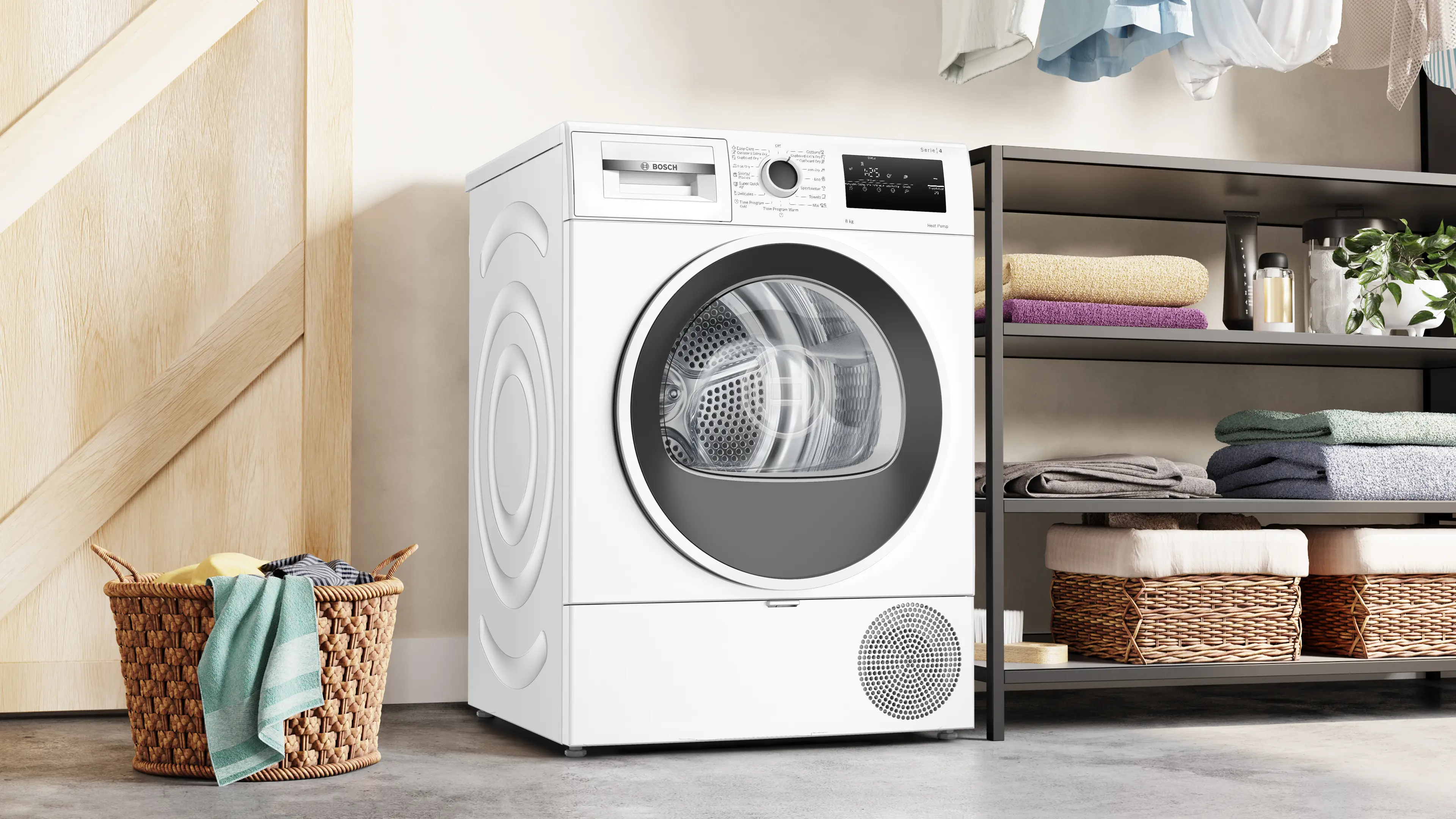 Uscător de rufe cu condensare și pompă de căldură 8 kg, Bosch Seria 4, Alb [4]