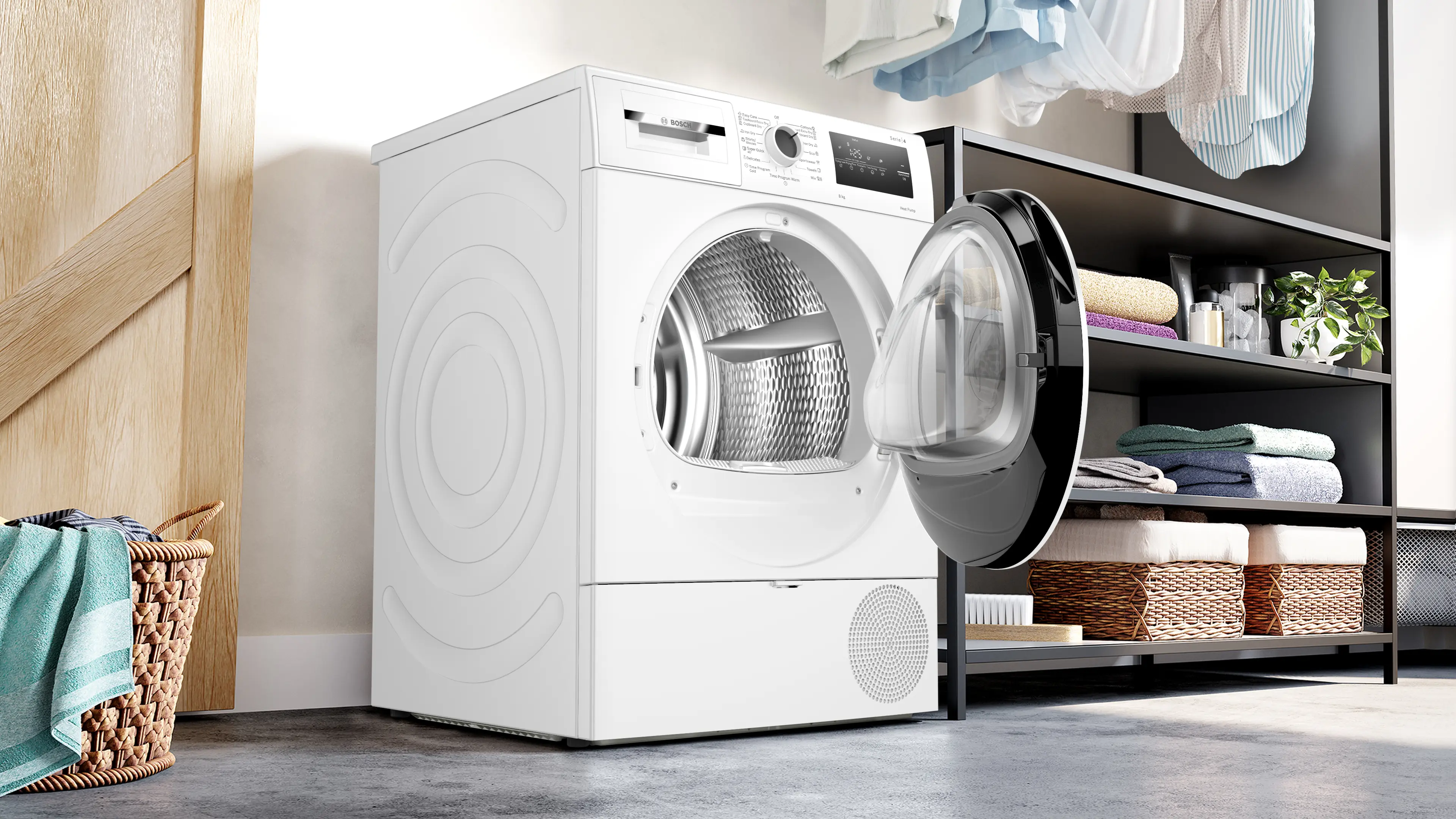 Uscător de rufe cu condensare și pompă de căldură 8 kg, Bosch Seria 4, Alb [3]