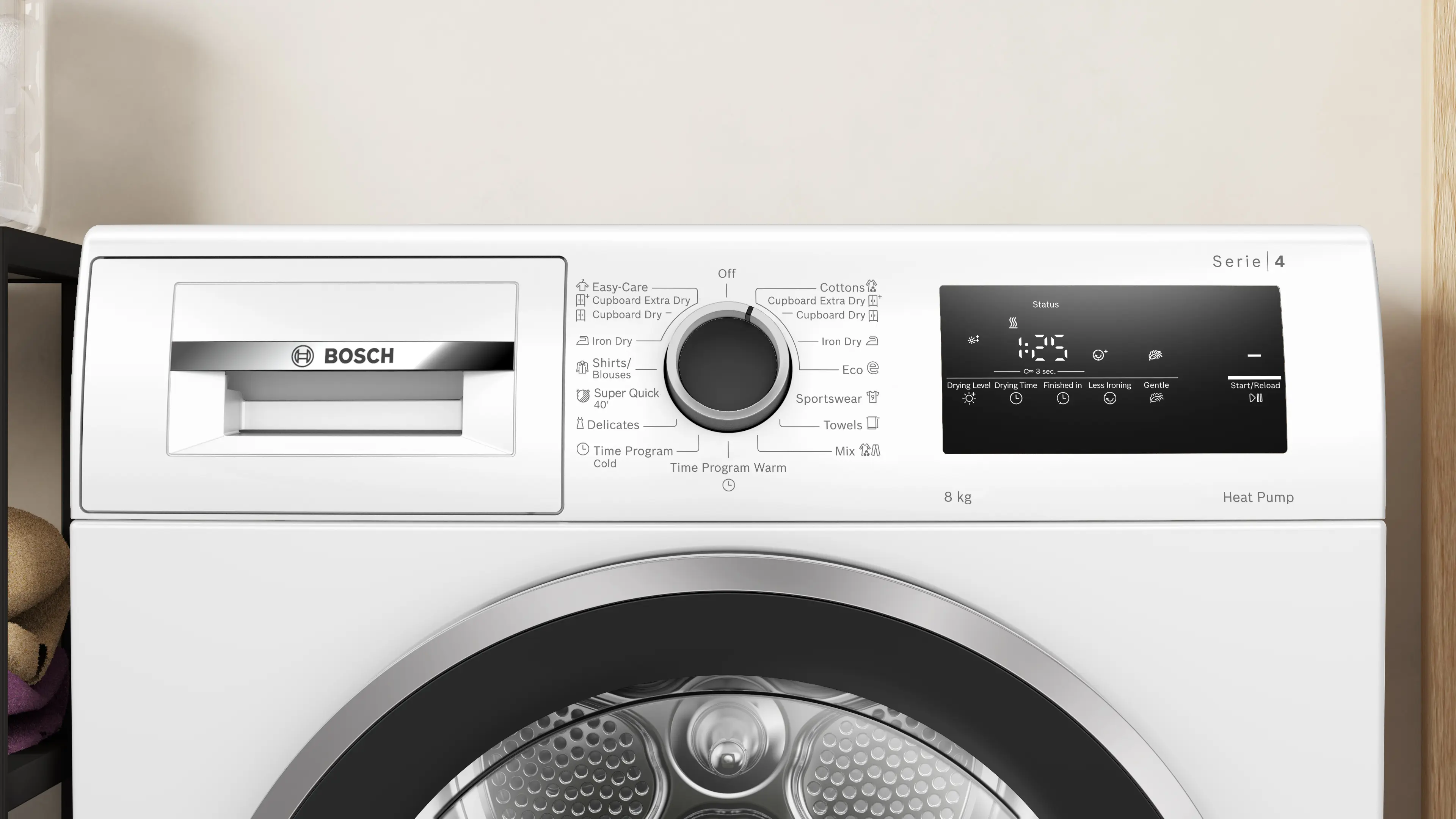Uscător de rufe Bosch Seria 4 WTH8520BBY, 8 kg, cu pompă de căldură, alb [4]