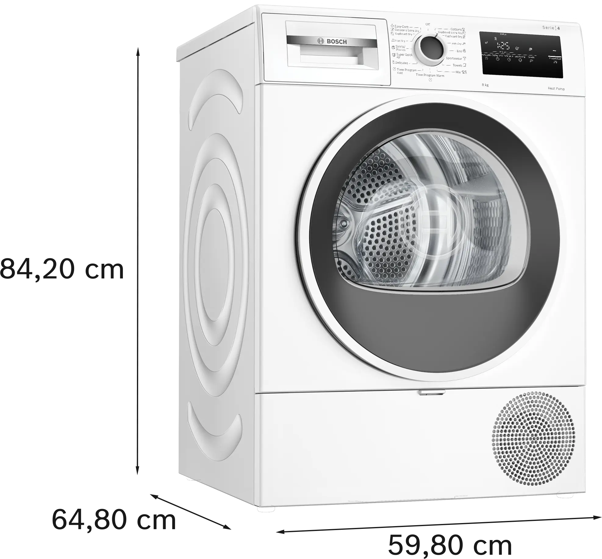 Uscător de rufe cu condensare și pompă de căldură 8 kg, Bosch Seria 4, Alb [6]