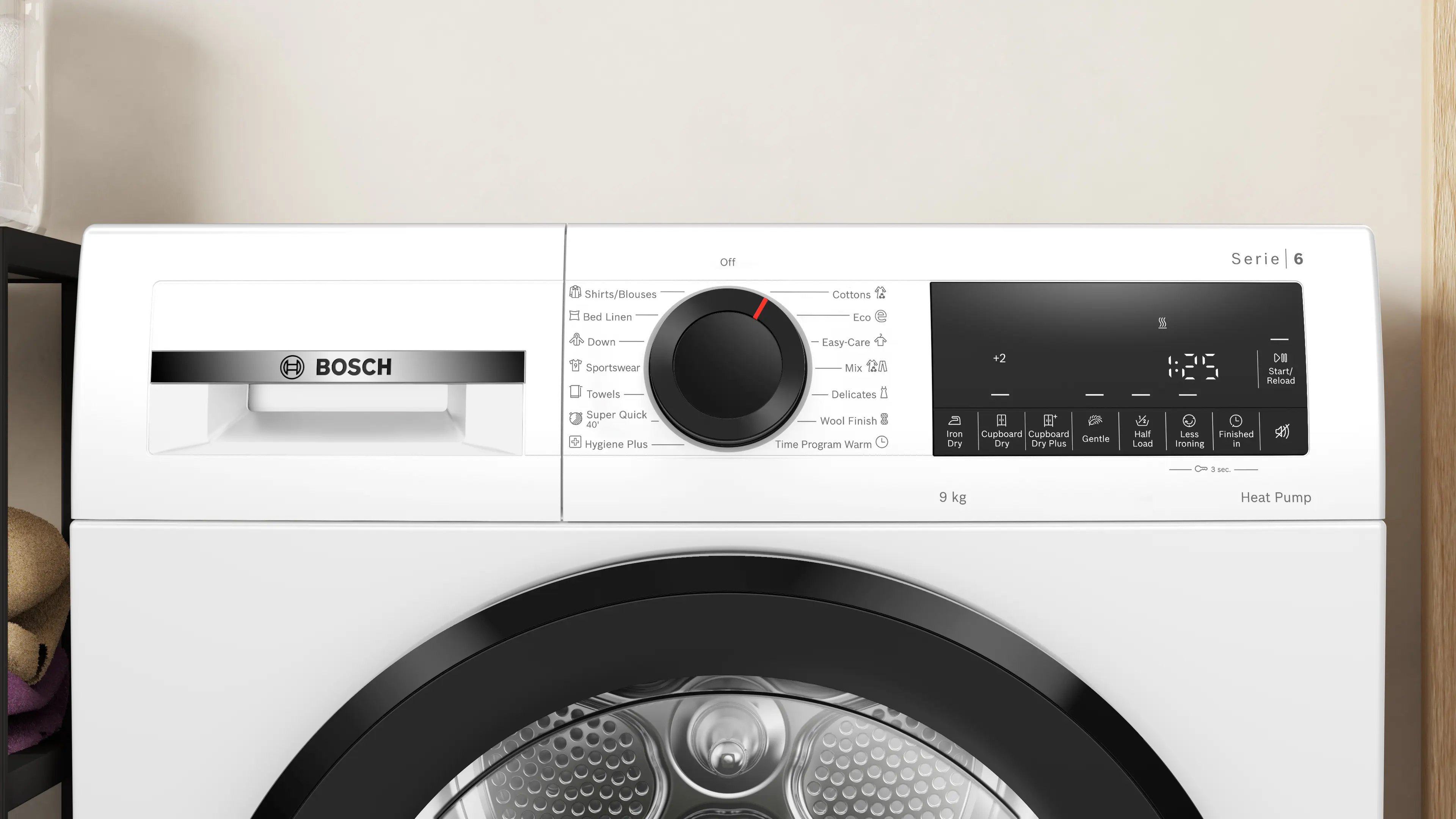Uscător de rufe cu condensare și pompă de căldură 9 kg, Bosch Seria 6, Alb [2]