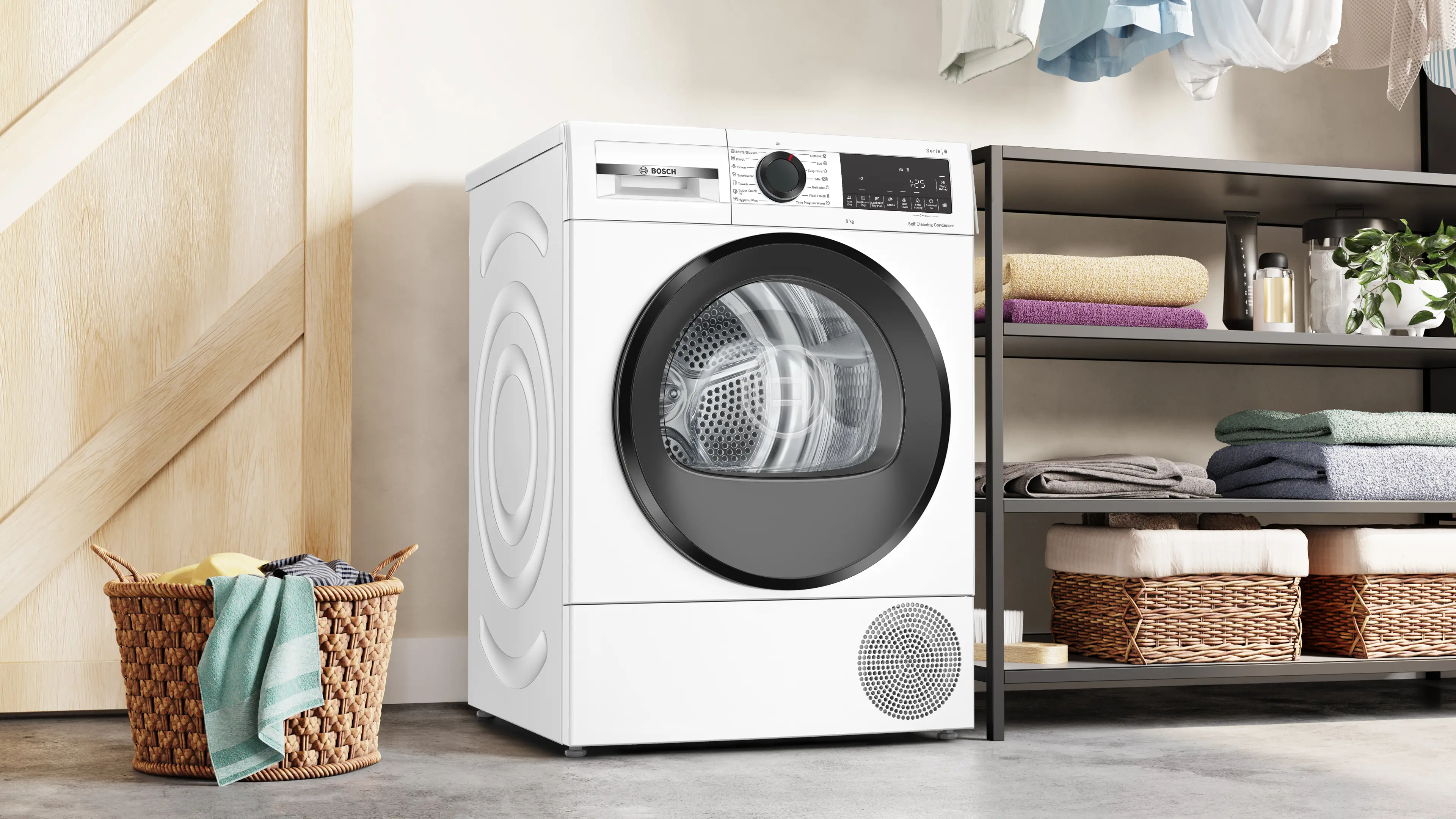 Uscător de rufe cu condensare și pompă de căldură 9 kg, Bosch Seria 6, Alb [2]