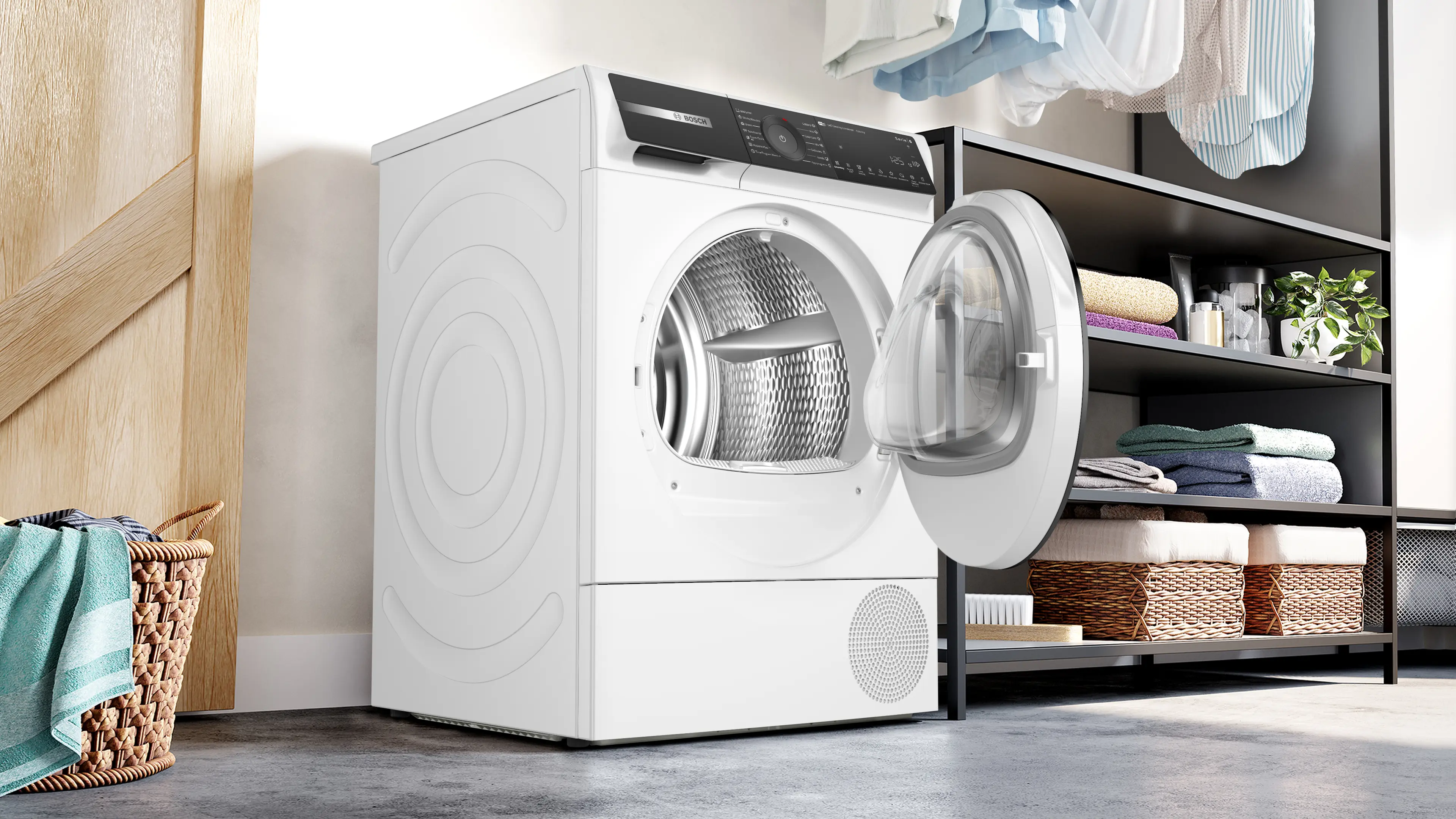 Uscător de rufe cu condensare și pompă de căldură 9 kg, Bosch Seria 6, Alb [4]