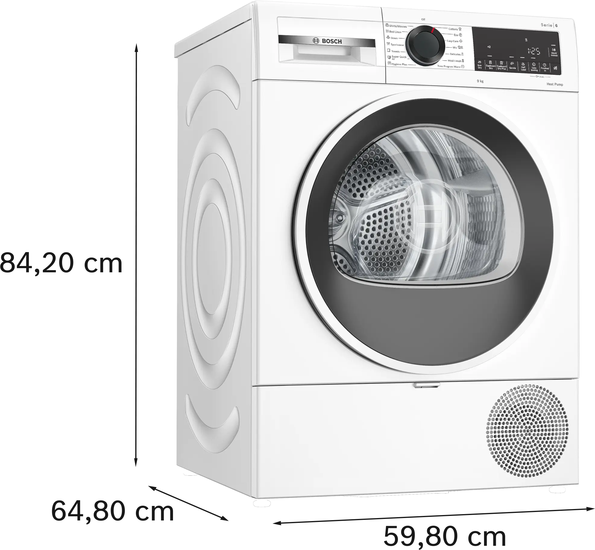 Uscător de rufe cu condensare și pompă de căldură 9 kg, Bosch Seria 6, Alb [6]