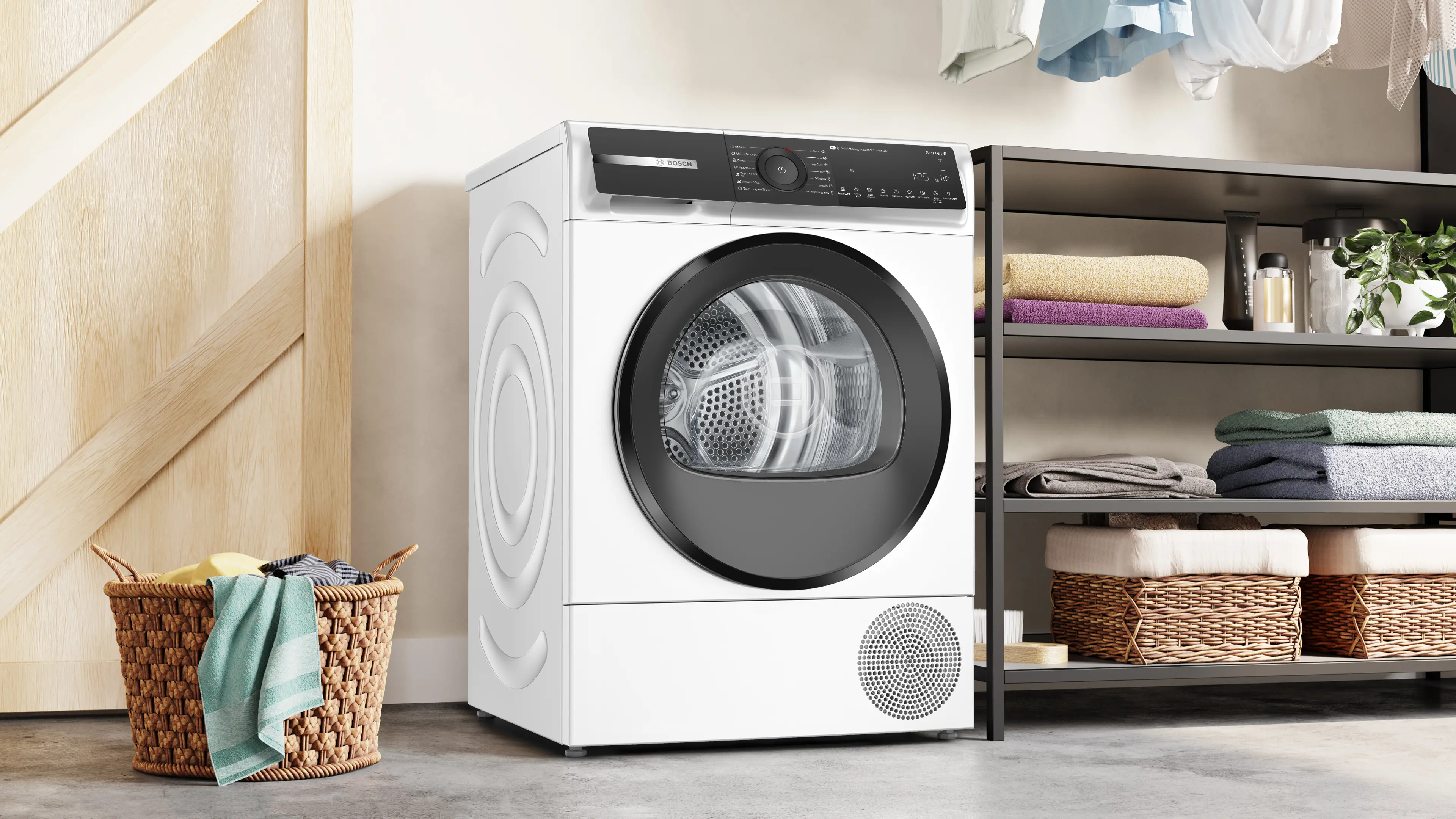 Uscător de rufe cu condensare și pompă de căldură 9 kg, Bosch Seria 6, Alb [5]