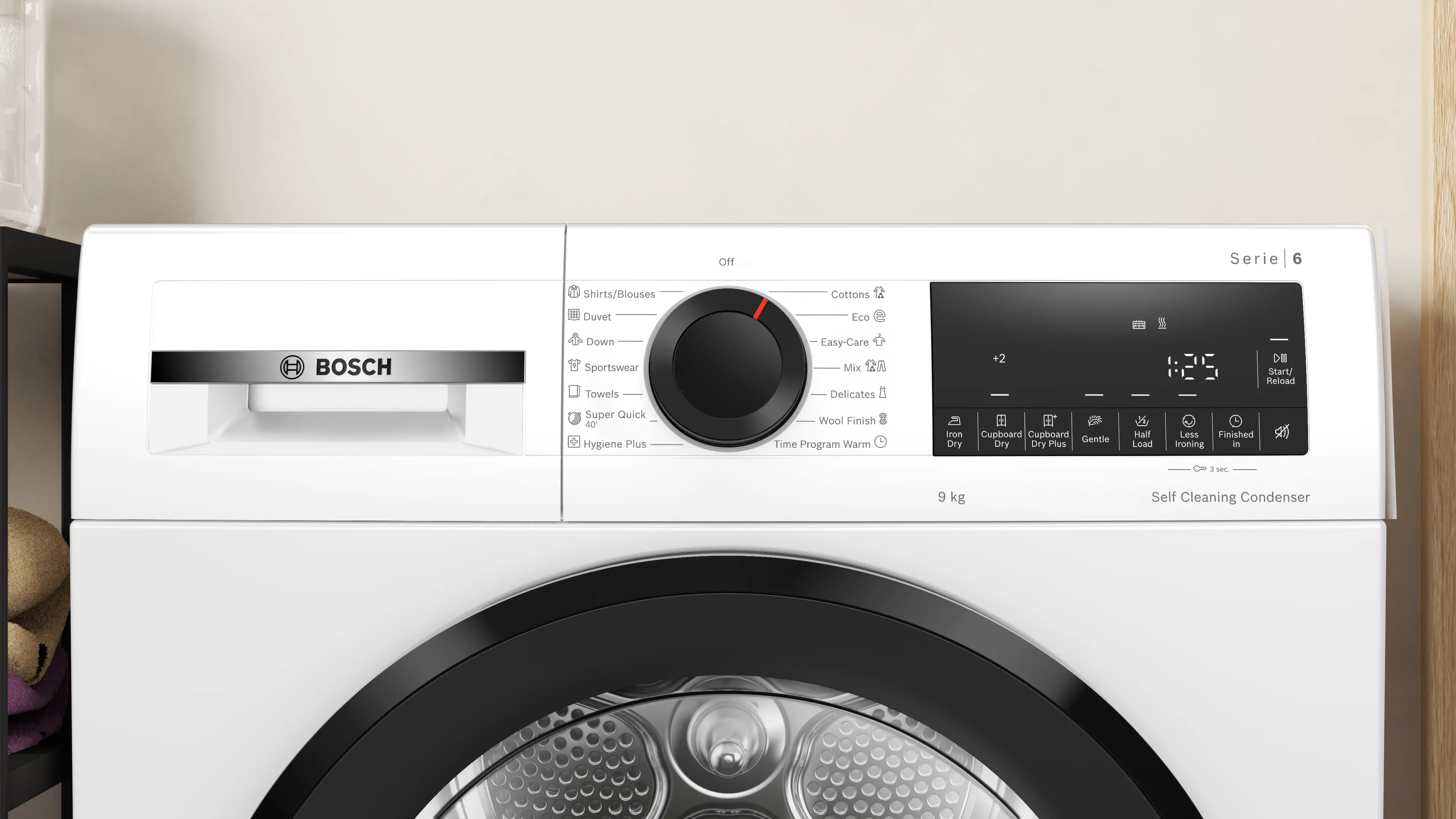 Uscător de rufe cu condensare și pompă de căldură 9 kg, Bosch Seria 6, Alb [4]