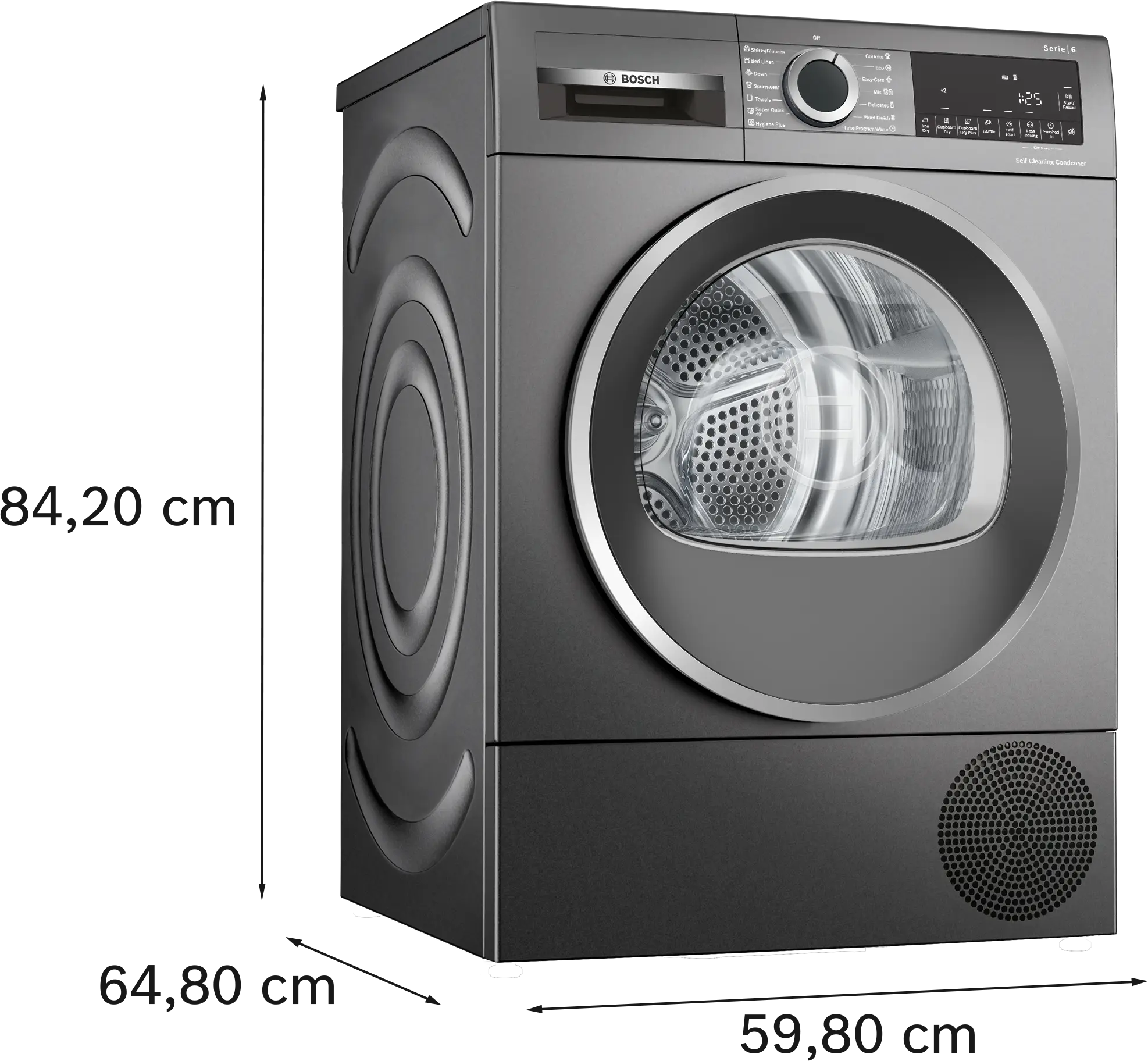 Uscător de rufe cu condensare și pompă de căldură 9 kg, Bosch Seria 6, Cast iron grey [6]