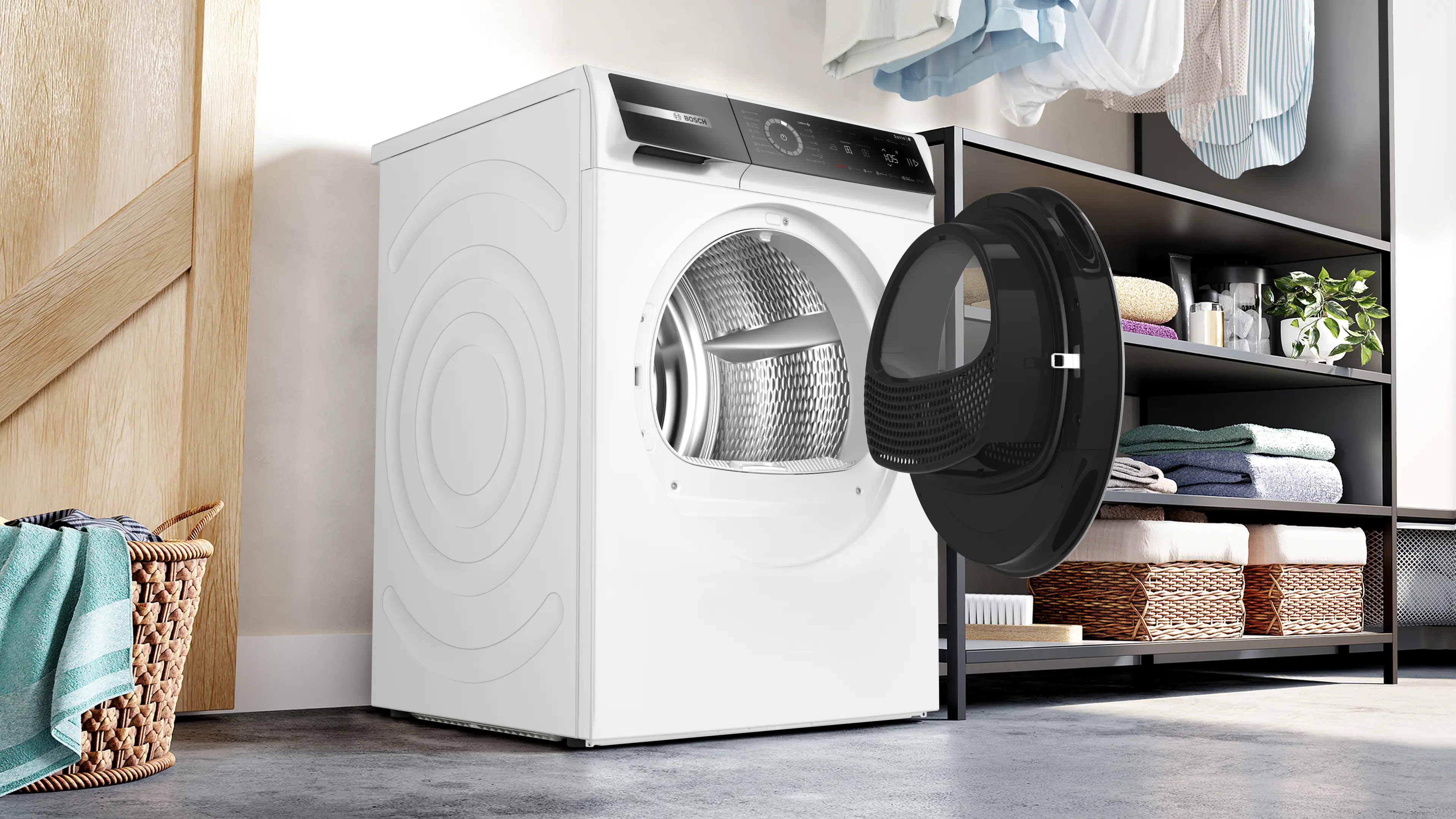 Uscător de rufe Bosch Seria 8 WRB247CNBY, 9 kg, cu pompă de căldură, alb [14]