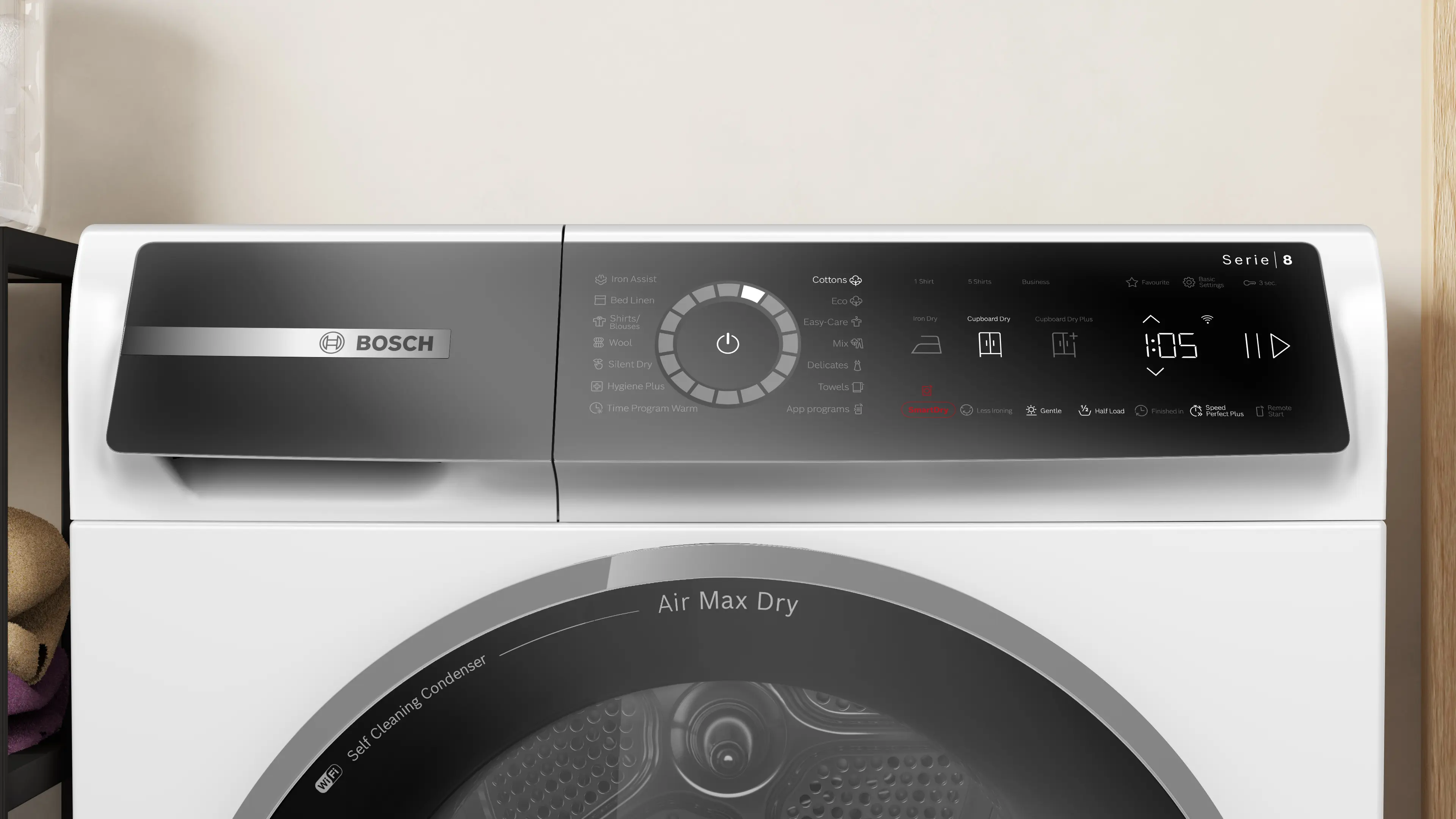 Uscător de rufe Bosch Seria 8 WRB247CNBY, 9 kg, cu pompă de căldură, alb [12]