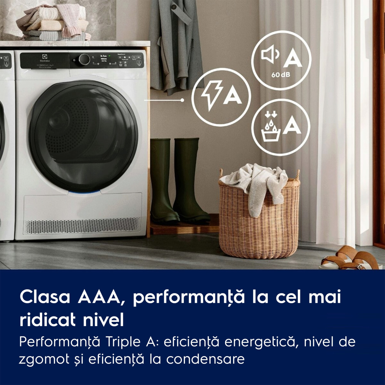 Uscător de rufe cu pompă de căldură Electrolux EW9D4854KE, capacitate 8 kg, 12 programe, clasa energetică A, Alb [3]