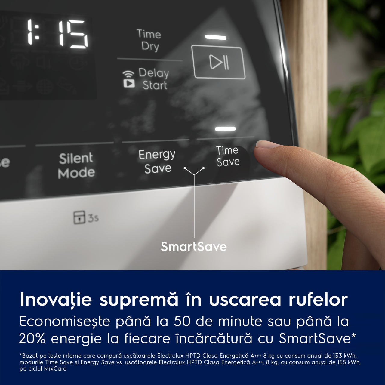 Uscător de rufe cu pompă de căldură Electrolux EW9D587KCE – 8 kg, 3DSense & DelicateCare cu MixCare, SmartSelect cu Wi‑Fi, EasyClean™ & AntiCrease, Clasa A+++, Inox [4]