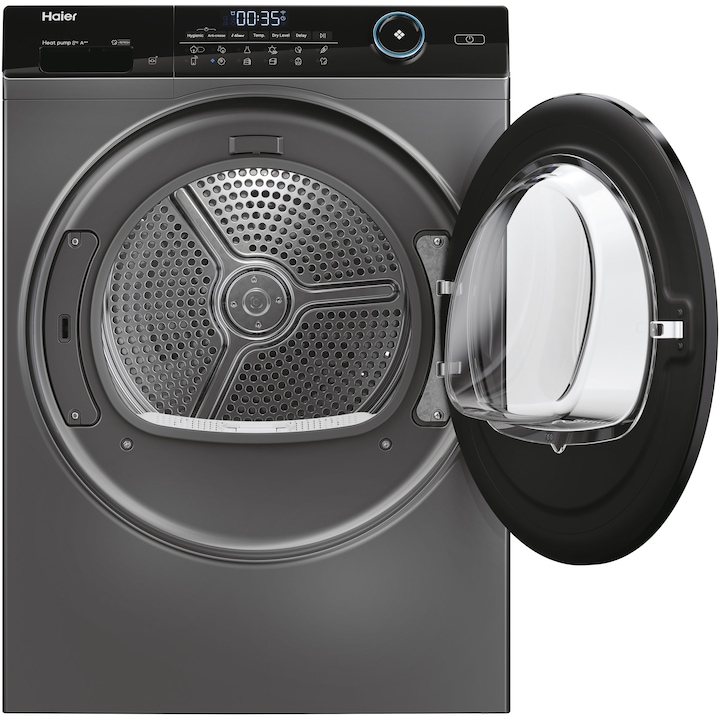 Uscator de rufe Haier HD80-A3959R-S, Pompa de caldura, 8 kg, Clasa C, Motor Inverter, i-Refresh, Dry Sensor, WiFi, Antracit [2]