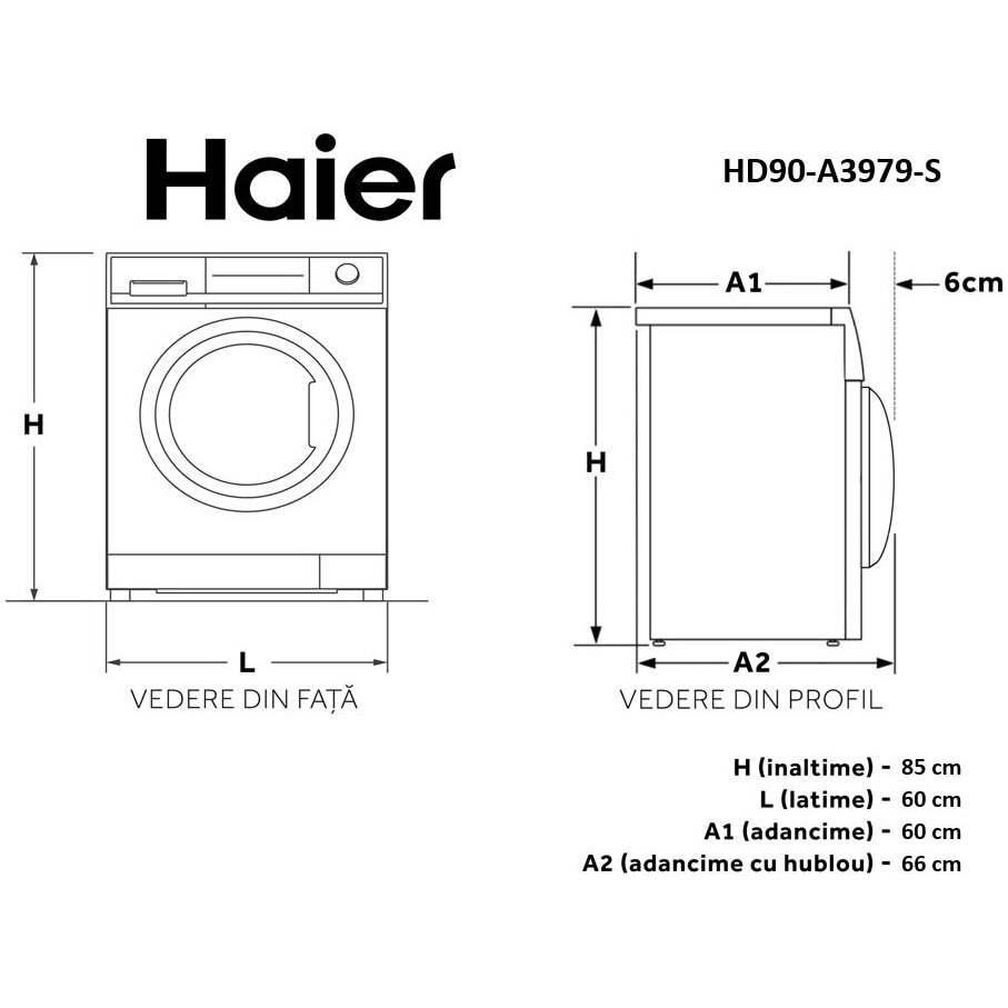 Uscator de rufe Haier HD90-A3979-S, Pompa de caldura, 9 kg, Clasa C, Motor Inverter, Dry Sensor, iRefresh, iTime, Full Time Reverse, Pillow Drum [11]