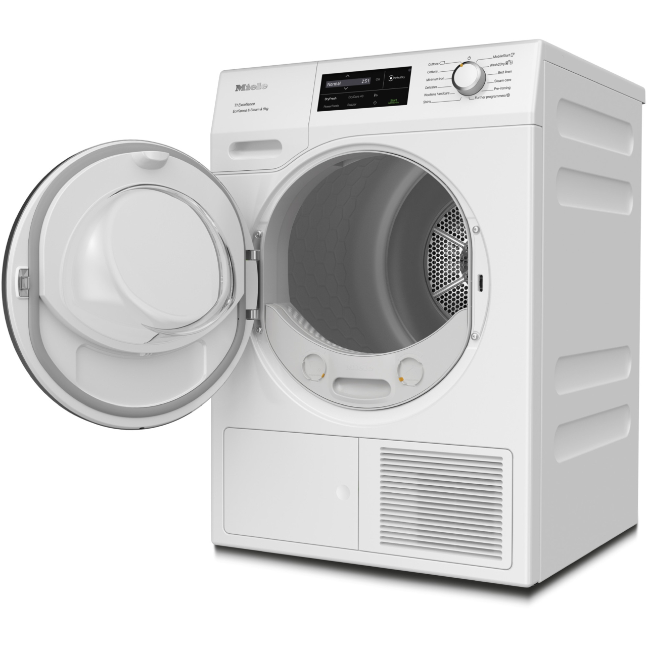 Uscator de rufe Miele TEH795WP, Pompa de caldura, Wi-Fi, 9 kg, Clasa A+++, PerfectDry, Steam Finish, Tehnologie EcoDry, FragranceDos, Alb [3]