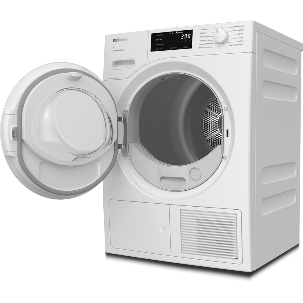 Uscator de rufe MIELE TWD 640 WP EcoSpeed, Pompa de caldura, 9 kg, 12 programe, Clasa C, Wi-Fi, alb [2]