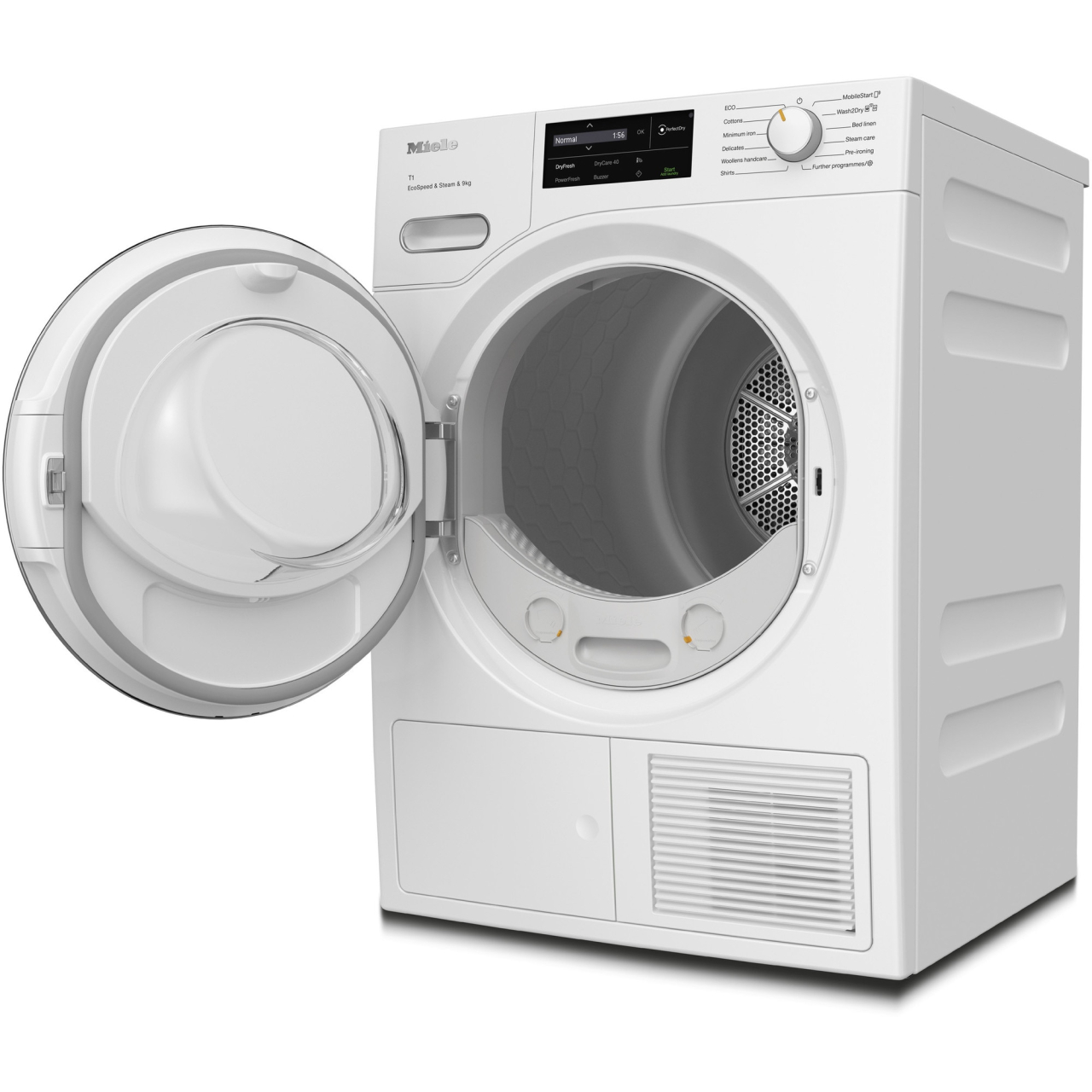Uscator de rufe Miele TWL680WP, clasa C, 9 kg, ComfortSensor, SteamCare, SilenceDrum, DryCare 40, Alb [2]