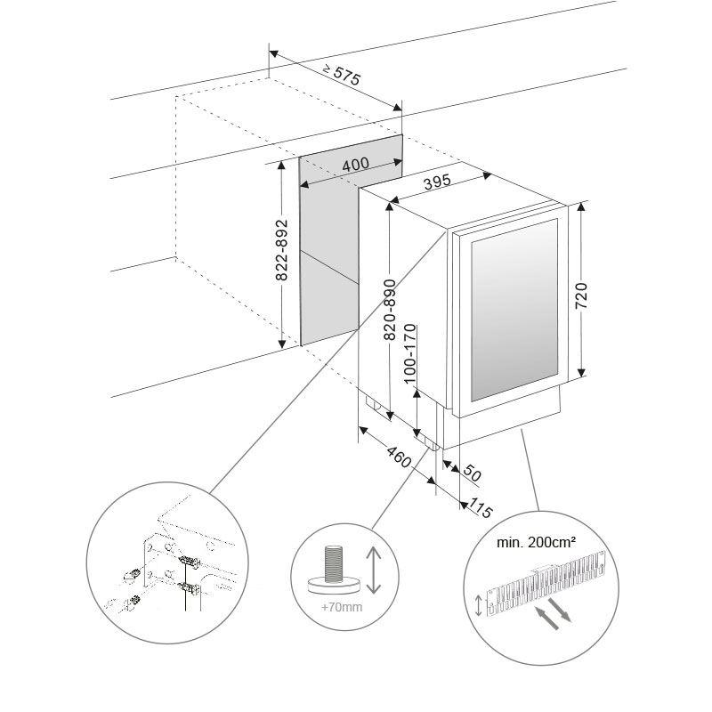 Vitrina de vin incorporabila Pando PVMB 40-28, latime 40 cm, 28 sticle, 2 zone de racire [2]