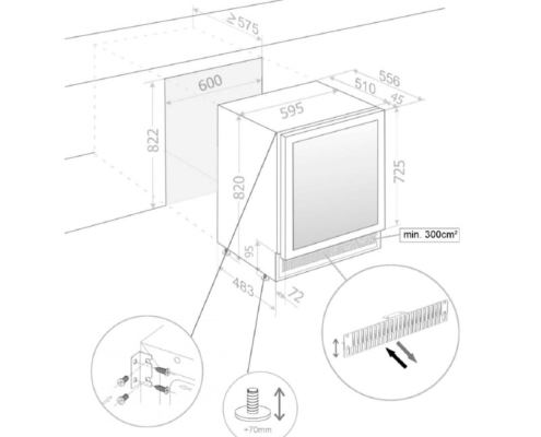 Vitrina de vin incorporabila Pando PVMBP 60-44, latime 60 cm, 44 sticle, 2 zone de racire, deschidere PUSH-TO-OPEN [3]