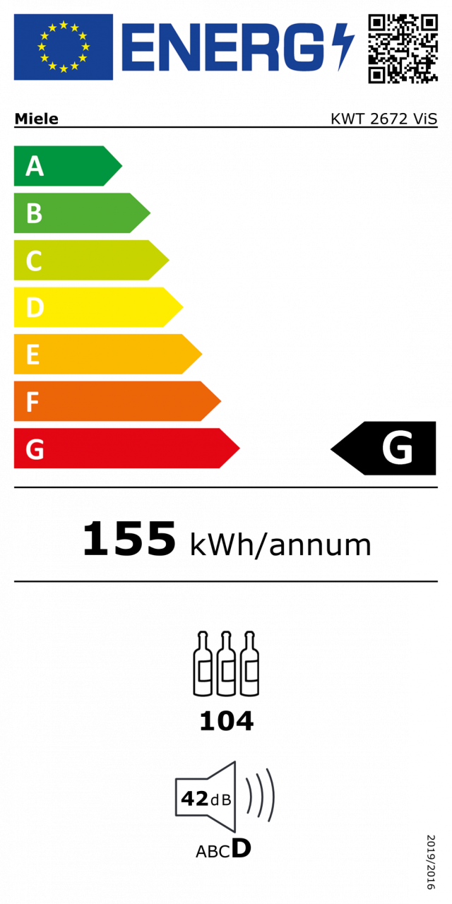 Vitrina de vinuri Miele KWT 2672 VIS D, 304 L,  FlexiFrame, Clasa G, SommelierSet inclus, Alb [2]