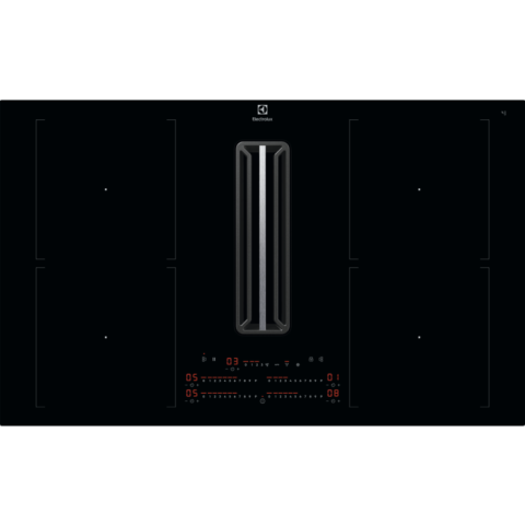 Electrocasnice - Plită cu inducție cu hotă integrată Electrolux KCC84453CK, 83 cm, 4 zone gătit, 630 m³/h, funcție Bridge, Booster, Control Touch, Negru