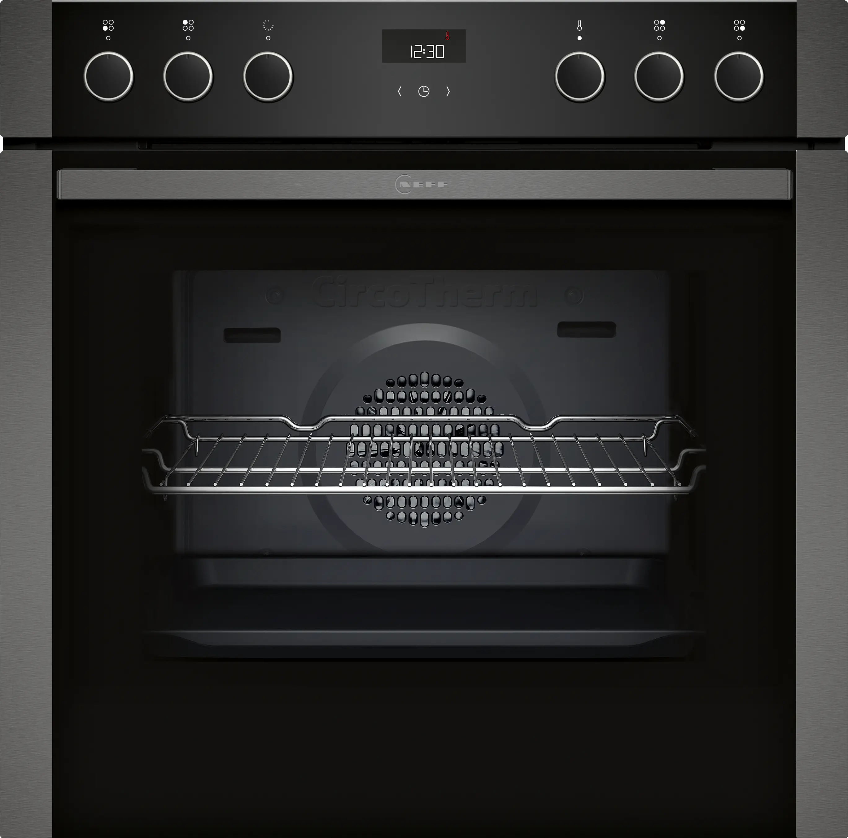 Electrocasnice - Aragaz incorporabil NEFF N50 E1ACE2AG3, 60 cm, cuptor 71 L CircoTherm®, EasyClean, plită vitroceramică, grafit / sticlă neagră
