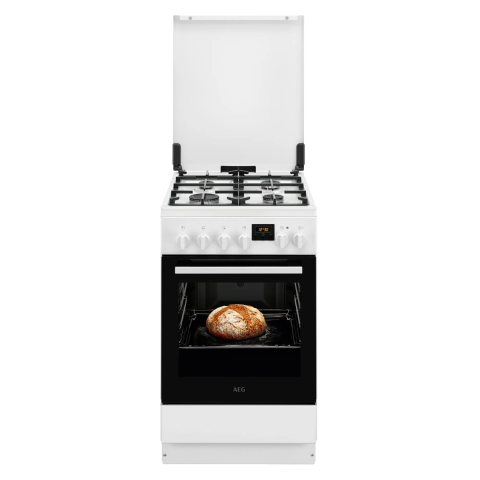 Electrocasnice - Aragaz mixt AEG CKB56490AW, 50x60 cm, SteamBake, 4 arzatoare gaz, Alb