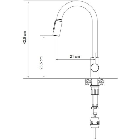 Baterie 3 cai CookingAid Cindy Chrome apa rece / calda / filtru apa cu finisaj cromat si perlator detasabil / extractibil cu buton comutare jet / spray [11]
