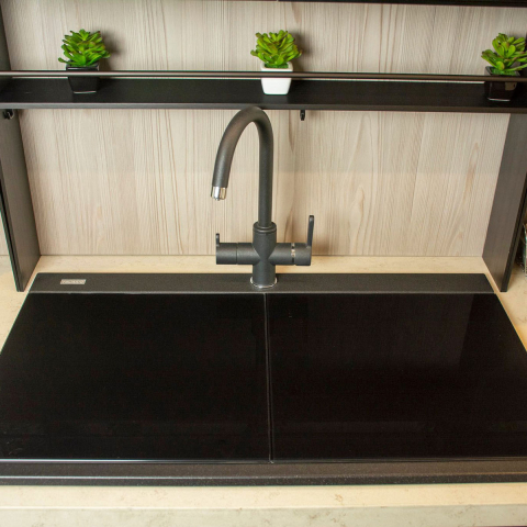 Baterie 3 cai CookingAid THREE FLOW FLO60 apa rece / calda / filtru apa cu finisaj granit Negru Metalic / Black Metal [6]