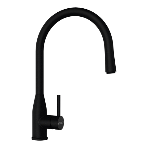 Baterii - Baterie bucatarie Schock Kavus Cristadur Puro cu cap extractibil, aspect granit, cartus ceramic, negru intens